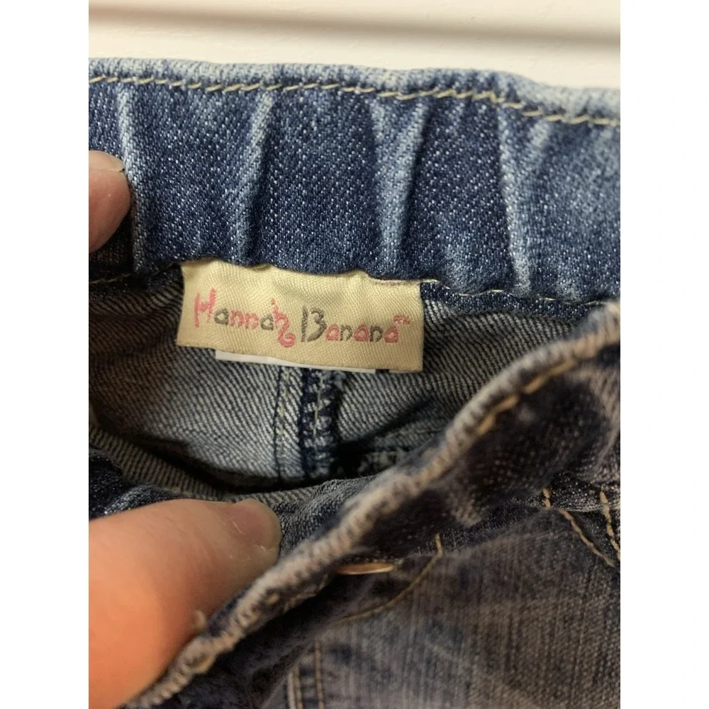 Hannah Banana Girls Denim Mini Skirt Floral Embroidered Pink Fringe 3T H2974